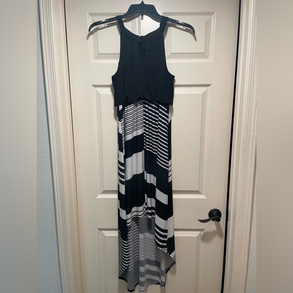 Emma & Michele Black and White Halter Sundress